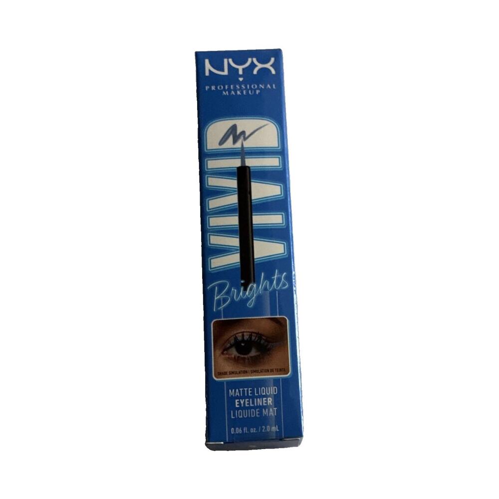 NYX Vivid Brights Blue Matte Liquid Eyeliner 0.06 fl oz / 2.0 mL